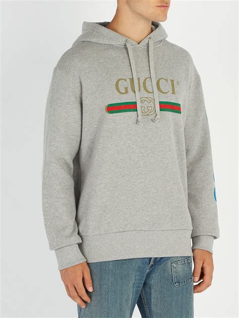 nipsey gucci hoodie|Embroidered jersey hooded sweatshirt in grey mélange.